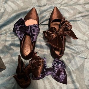 NWT Dolls Kill HEAVIER HEART VELVET BOW BALLET FLATS